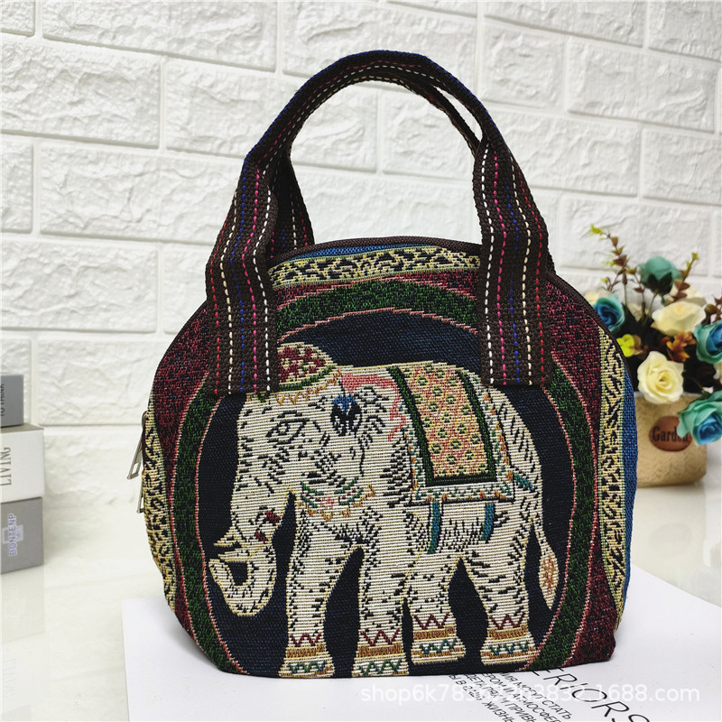 2024 nuevo color de doble cara de dibujos animados de punto bolsa de lona textura de comercio exterior mamá bolsa de compras monedero móvil