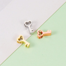 外貿熱銷愛心鑰匙小孔珠不銹鋼鏡面鏤空桃心鑰匙飾品配件1.8mm孔
