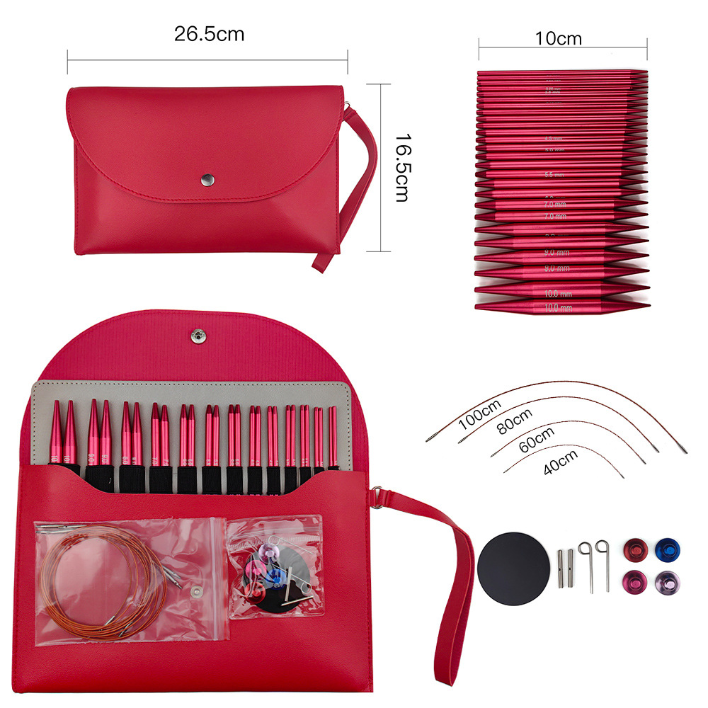 Alúmina transfronteriza brillante rojo desmontable aguja de suéter de anillo multifuncional desmontable aguja de anillo 10CM 13 pago