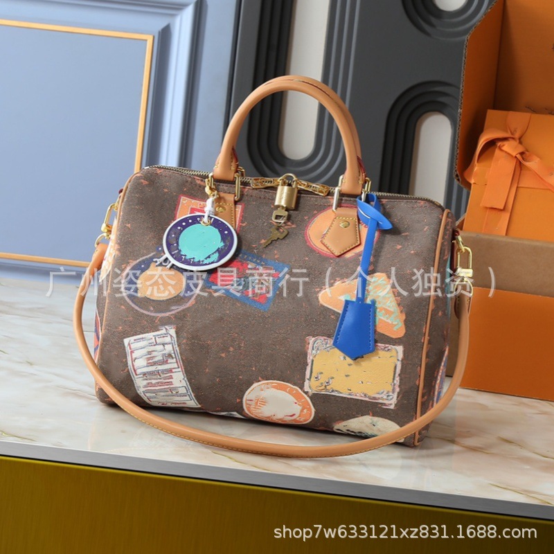 欧美跨境女包帆布图章包包女斜挎单肩包手提大牌女包枕头包