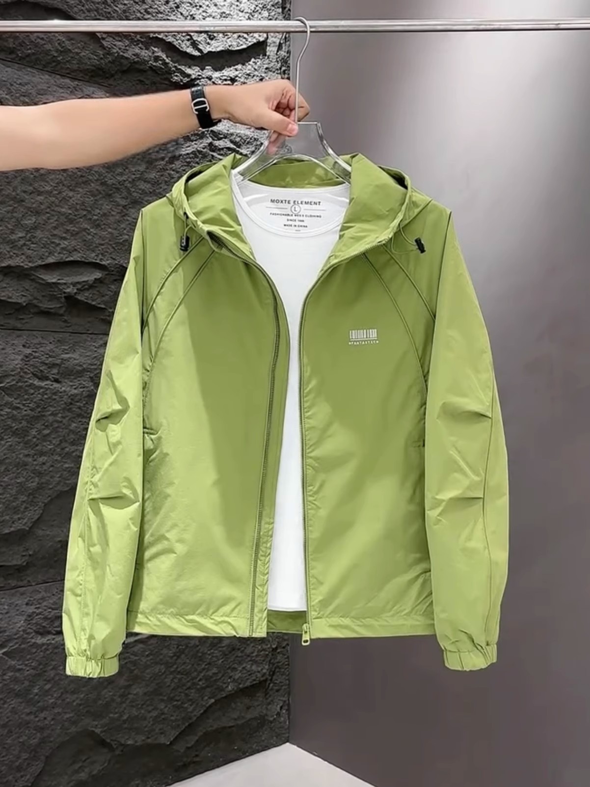 Chaqueta de hombre de todo fósforo, red de primavera y otoño, rojo, guapo, nueva chaqueta casual con cuello alto, tendencia, blusa de primavera