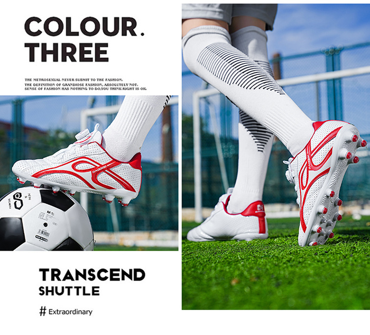 Summer New Children's Football With TF Spikes, Rotary Buckle, No-lace Design, Breathable Grass Training Shoes For Boys_desvips.com