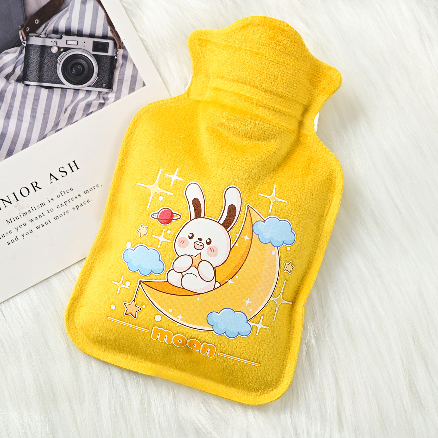 New Short Plush Hot Water Injection Bag Small Hot-water Bag Portable Warm Belly Mini Plush Warm Handbags Heating Pad display picture 7
