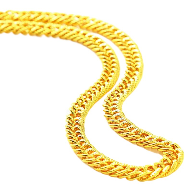 Conjunto de collar y pulsera chapados en oro de 18 quilates, imitación de oro llamativa, estilo hip-hop europeo y americano, cadena de collar para hombre de comercio exterior.