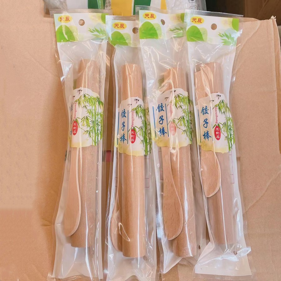 Haya rodillo palo dumpling de dos piezas dumpling hogar dumpling Rolling pin herramienta Relleno dumpling relleno cuchara pasta