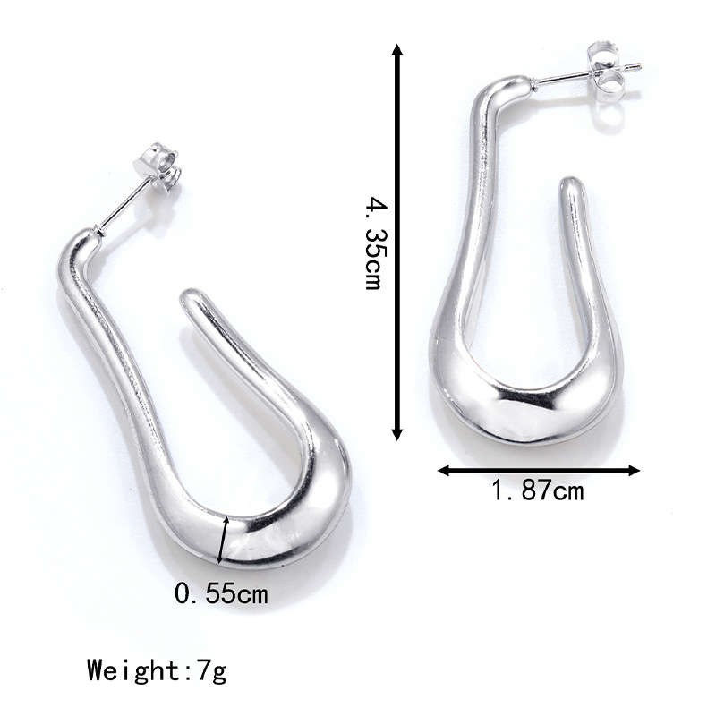 Pendientes de acero inoxidable de diseño geométrico popular retro en forma de U personalidad versátil 18K pendientes de acero de titanio chapado en oro real para mujeres