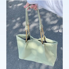 Miniature design large capacity matcha green tote bag for women, stylish single-shoulder underarm bag, versatile chain shopping bag