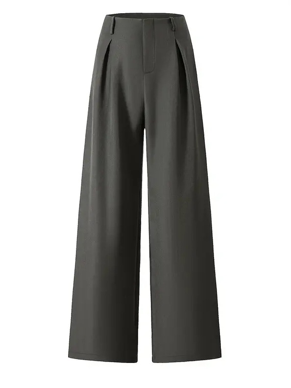 Viajeros transfronterizos europeos y estadounidenses, pantalones anchos casuales de cintura alta delgados, pantalones de traje casuales retro de todo fósforo, pantalones de mujer