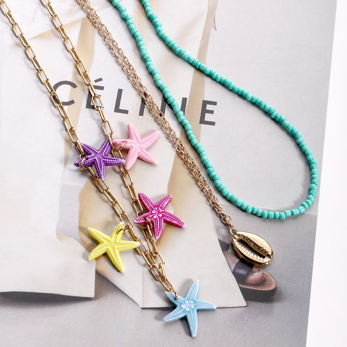 Vacation Starfish Alloy Plating Womenu0027S Layered Necklaces