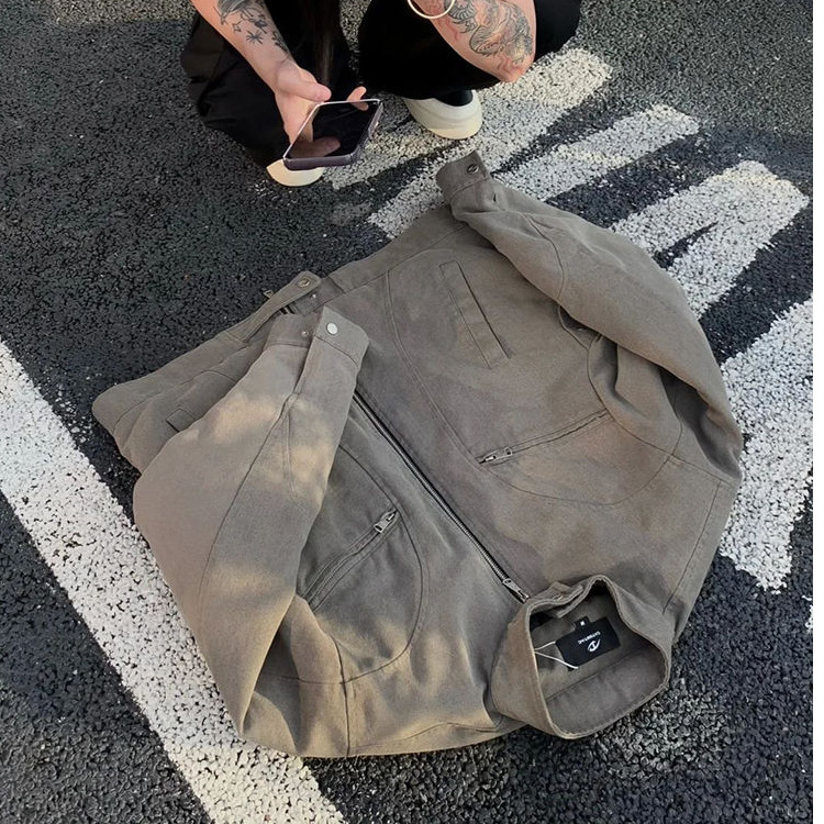 Befree Short Harrington Jacket Men's Vintage Heavy-Duty Top High-Bottom Detroit Work Jacket