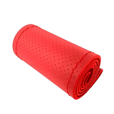 four seasons universal leather cover – Steering wheel cover - full-hole-style-red-red-line-36cm