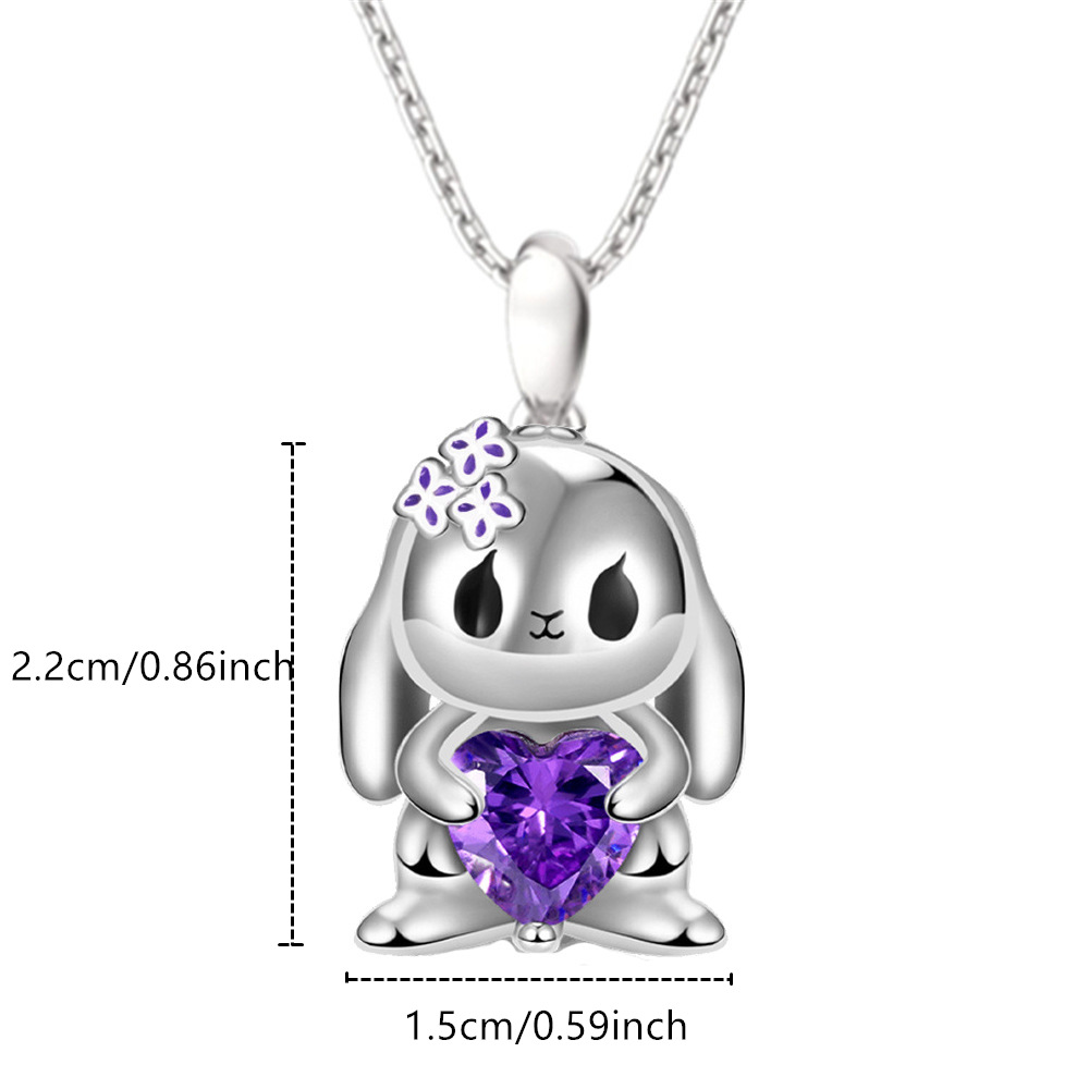 Heißer Verkauf Nette Amethyst Kaninchen Anhänger Halskette Exquisite Mode Tier Schmuck Mädchen Geburtstag Geschenk_voghion.com