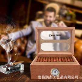 木质雪茄盒跨境简约大容量便捷收纳盒 现代密封雪茄收纳实木礼盒