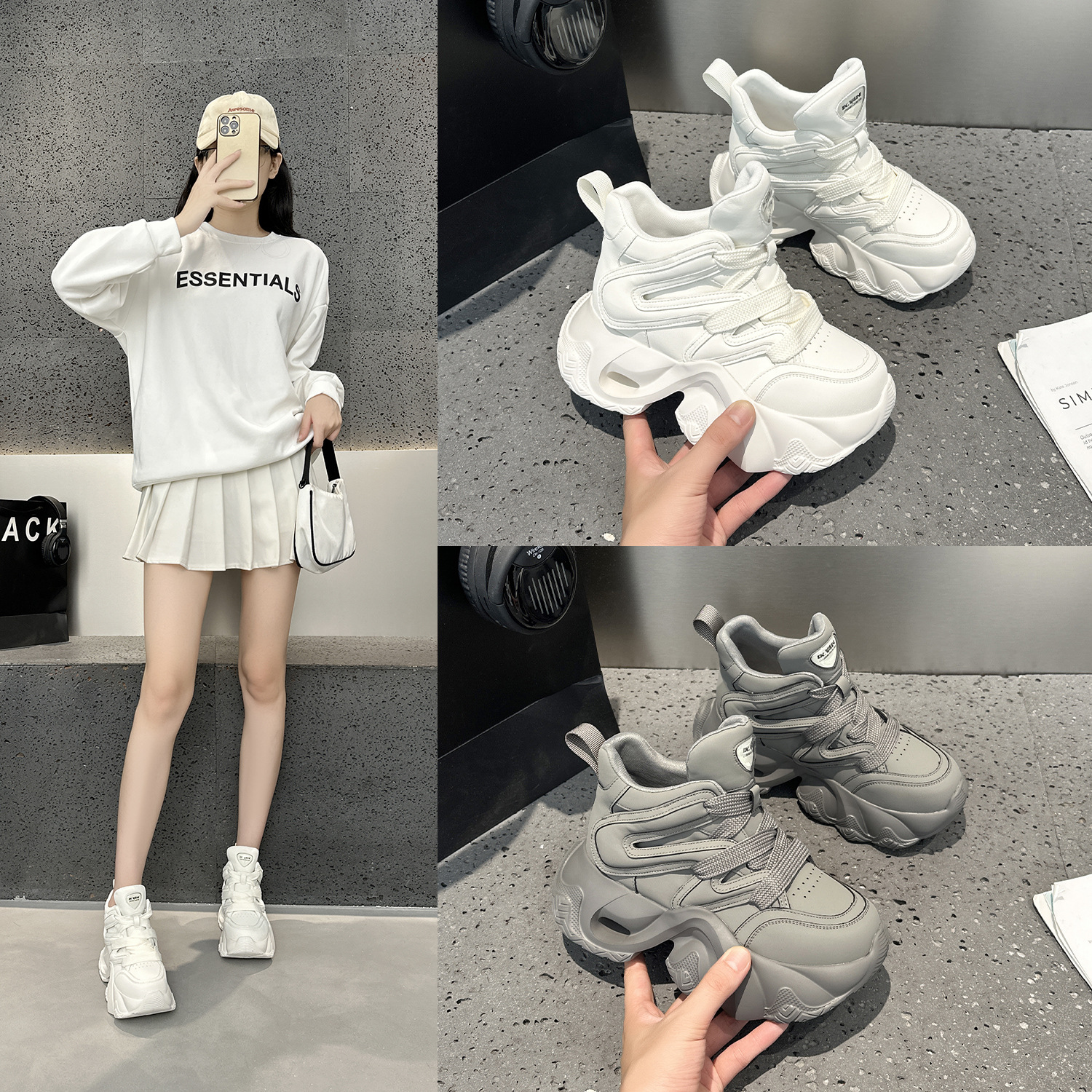 1188-62 Popular Dad Shoes for Women 2026 Autumn Leather Breathable Versatile Dad Shoes for Students Sports