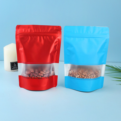 Colorful window self-standing self-sealing bag tea aluminum foil food bag fish food pet food thickened packaging bag nut plastic bag