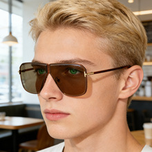 2025新款墨镜防紫外线女欧美时尚方框太阳镜男复古金属镜腿高级感