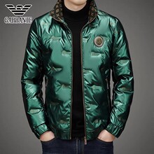 奇 阿玛尼亚2025冬季新款羽绒服男士短款立领90%白鸭绒亮面外套男