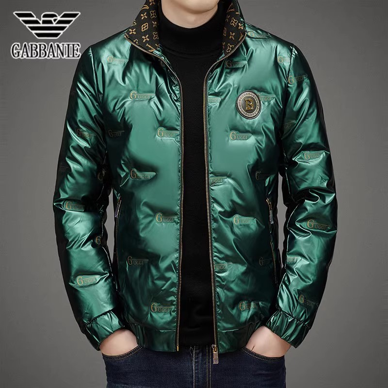 奇 阿玛尼亚2025冬季新款羽绒服男士短款立领90%白鸭绒亮面外套男