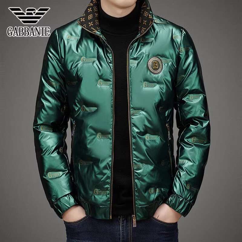 Qiamanxia 2025 Winter New Men's Short down Jacket with Stand Collar, 90% White Duck Down, Glossy Finish