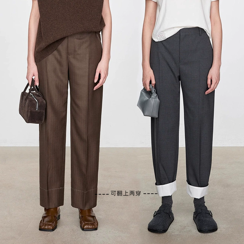 Весна и лето, новый качественный костюм, ткань, темная клетка, модные двухсторонние откидные брюки до щиколотки, маленькие универсальные
