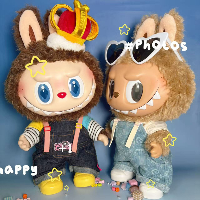 Only Clothes, No Baby] Suitable for 38cm Labubu Vinyl Doll Labubu Doll Baby Clothes Casual Overalls