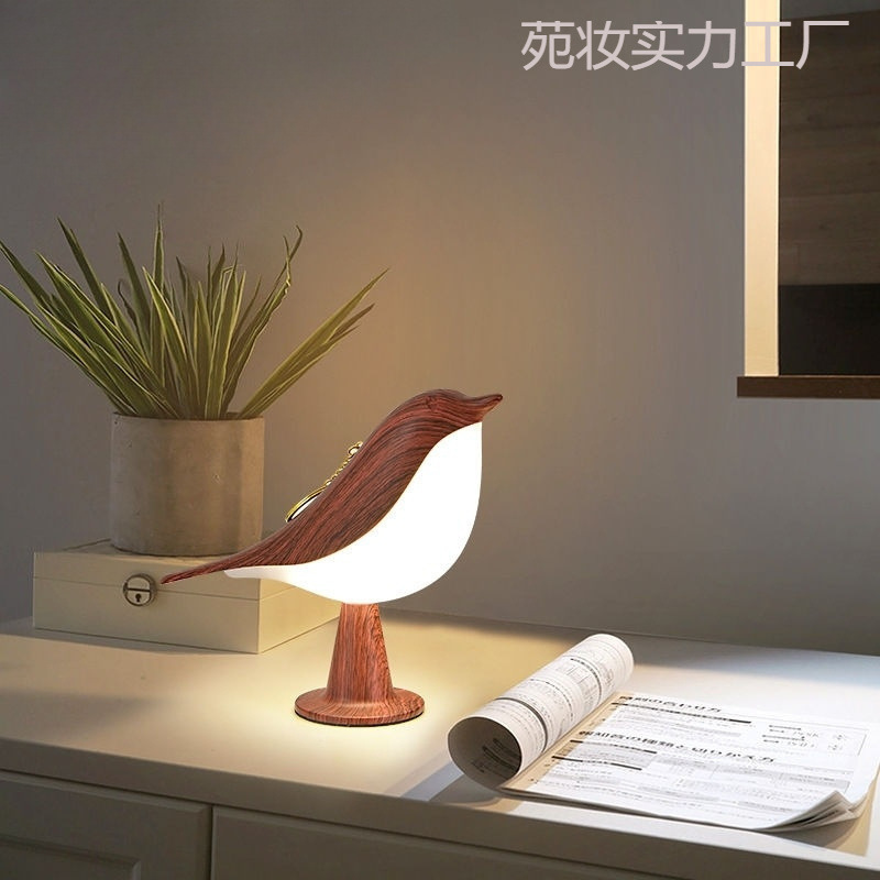 创意喜鹊led车载装饰灯卧室床头小鸟夜灯充电触摸氛围台灯书桌