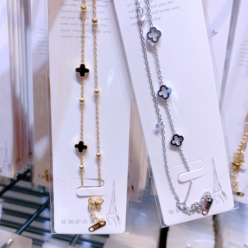 [Wearable in the Shower, Non-Allergenic and Non-Fading] Cross-Border Titanium Steel Bracelet, Four-Leaf Clover Bracelet, Big-Name Jewelry Factory Store