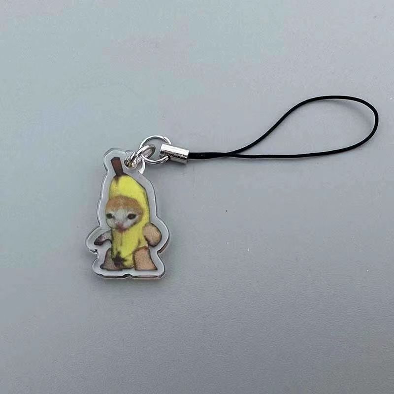 스탠드 바나나 고양이 3.5cm 휴대 전화 로프