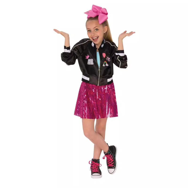 Halloween Christmas Girl Party bomber jacket with skirt and bow children cosplay costume
