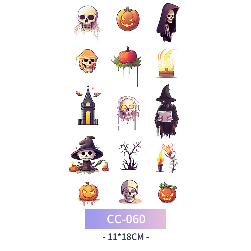 Transfronterizo en stock al por mayor de halloween colorido mariposa tatuaje pegatinas simulación sangrienta cicatriz pegatinas divertidas pegatinas impermeables