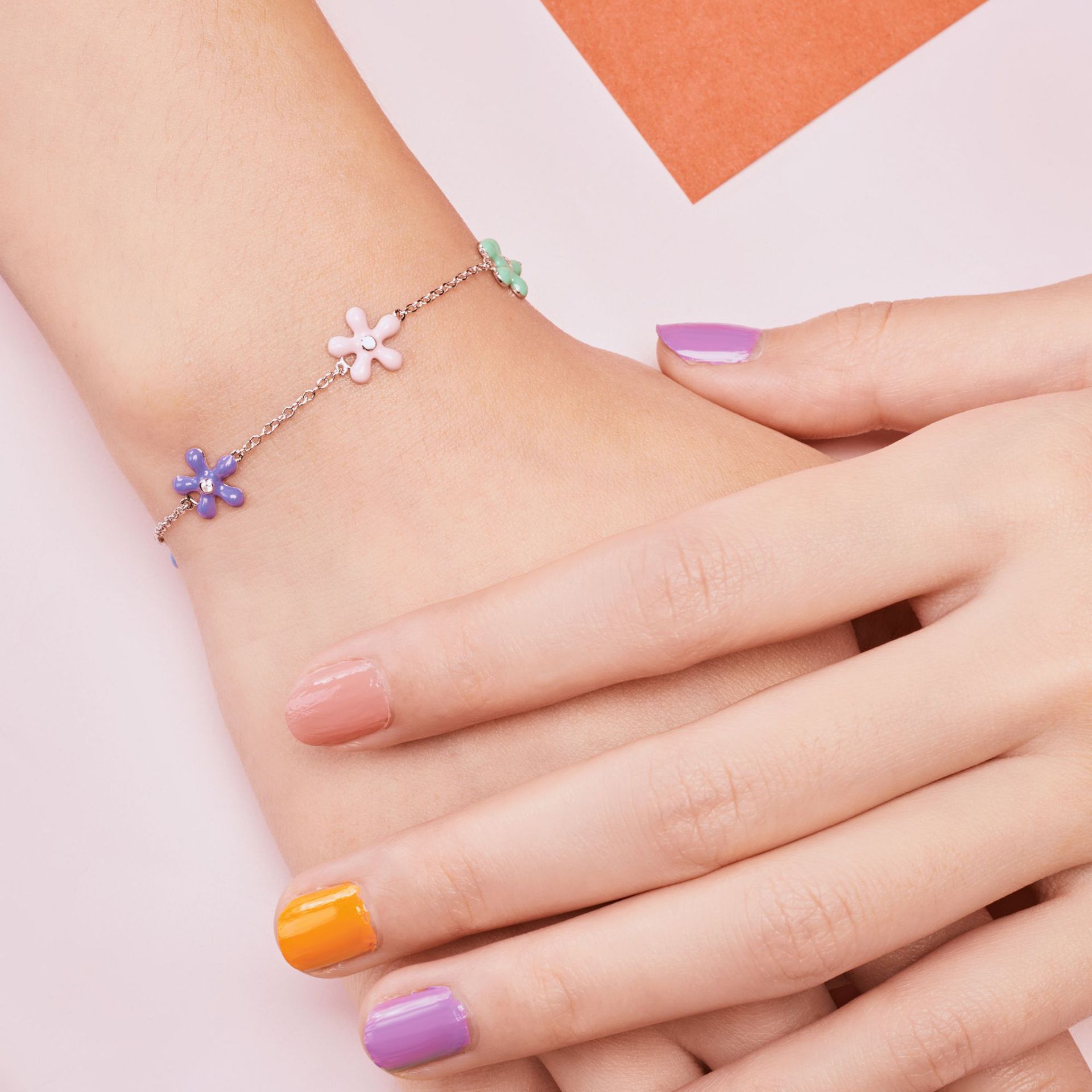 Vacation Flower Sterling Silver Plating Inlay Zircon Bracelets 1 Piece