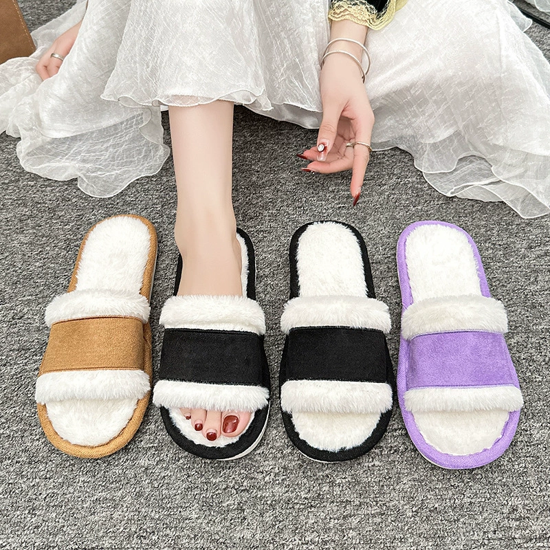Новые домашние тапочки 2025 года для женщин, корейская версия, нескользящие, на флисовой подкладке, хлопково-льняные, для беременных, оптом