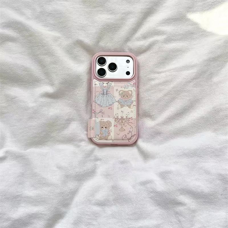 裙子小熊拼接带标签适用iPhone17PROMAX皮纹手机壳16新款15小众14