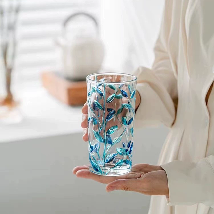 Painted summer rainbow water glass