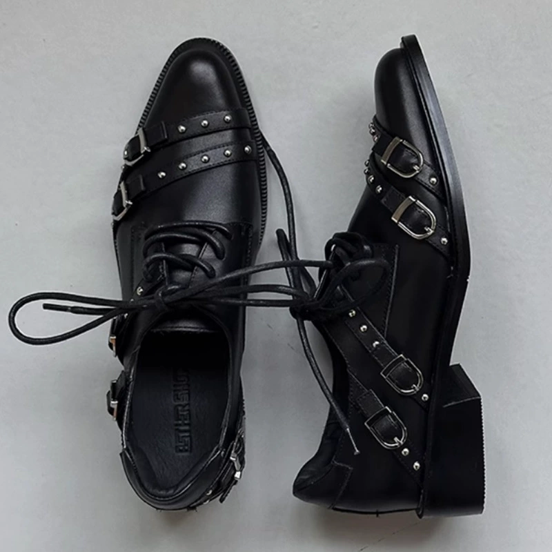Leather metal universal loafers platform, footwear English style, high shoes for leather shoes, British style, for teenagers