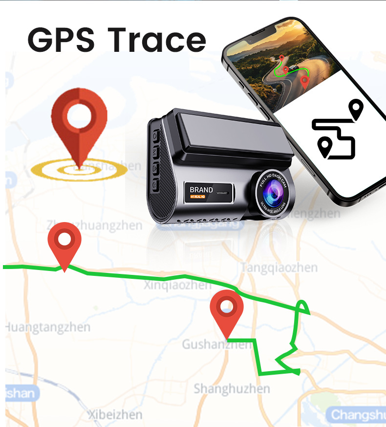 Cross-Border 3inch Screen 4K+2K+Wifi+Gps Front and Rear Dual Recording Ultra-Clear Driving Recorder Wifi Car Internet