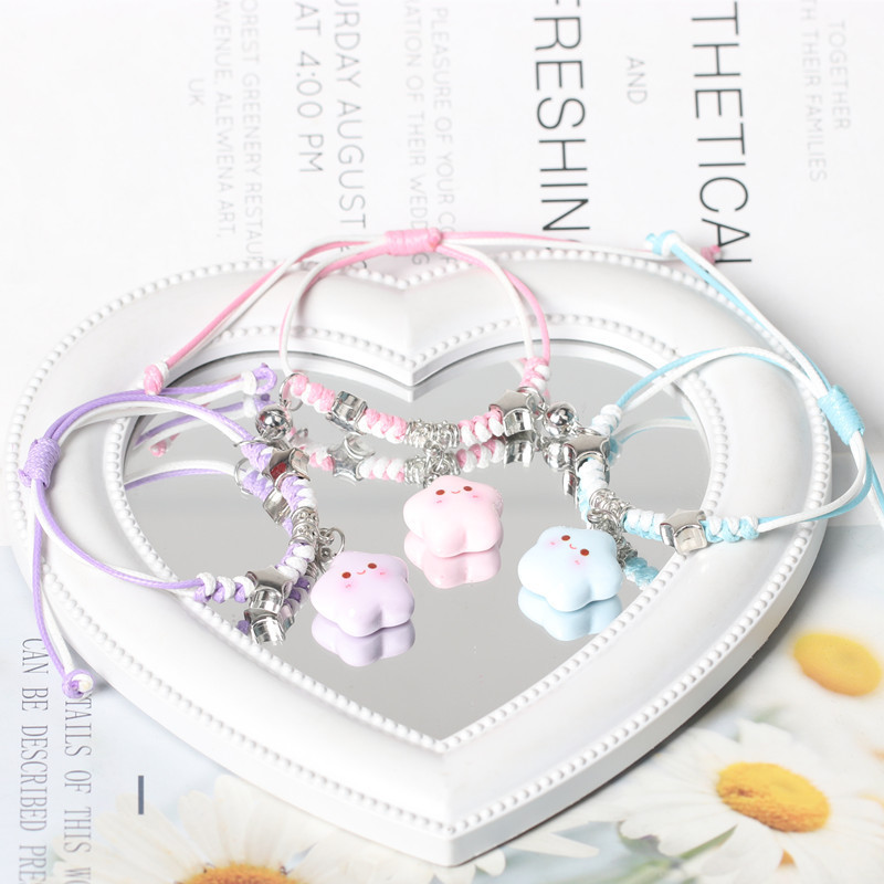 Smiling Face Star Three-Person Magnetic Friendship Bracelet, Two-Tone Woven Couple's Magnetic Bracelet, High-Value Gift for Boyfriends and Girlfriends Smiling Face Star Three-Person Magnetic Friendship Bracelet, Two-Tone Woven Couple's Magnetic Bracelet, High-Value Gift for Boyfriends and Girlfriends