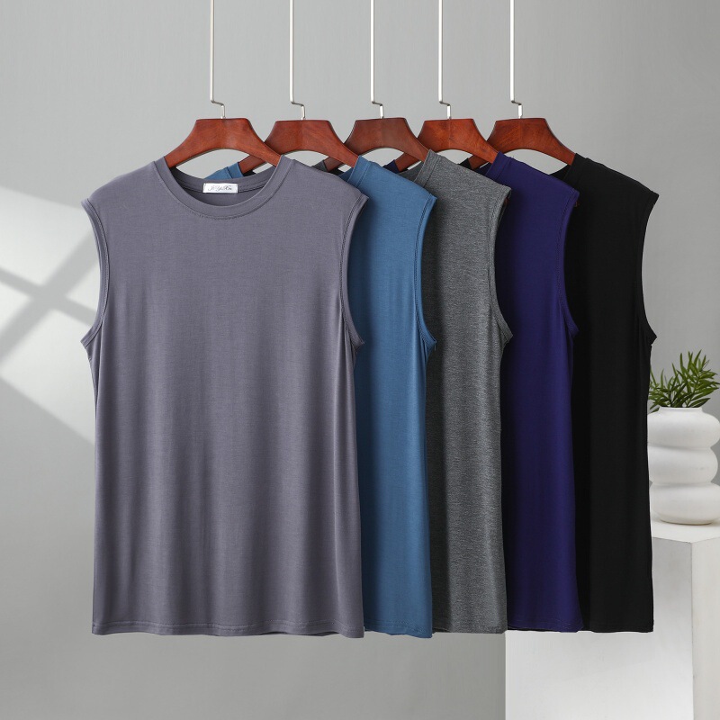 Men's Summer Thin Modal Vest, Plus-Size Slim-Fit Casual Undershirt, Simple Round-Neck Sleeveless Top Men's Summer Thin Modal Vest, Plus-Size Slim-Fit Casual Undershirt, Simple Round-Neck Sleeveless Top
