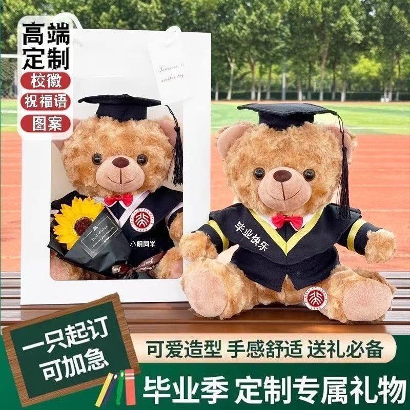 Dr. Teddy Bear impresa logotipo de maestría de maestría de maestría muñeca de peluche regalo de graduación