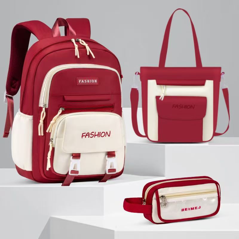 Estudiantes de secundaria primaria de alto valor de cara 2024 bolsas escolares explosivas de gran capacidad para mujeres mochila de hombro ultra ligera estilo japonés simple