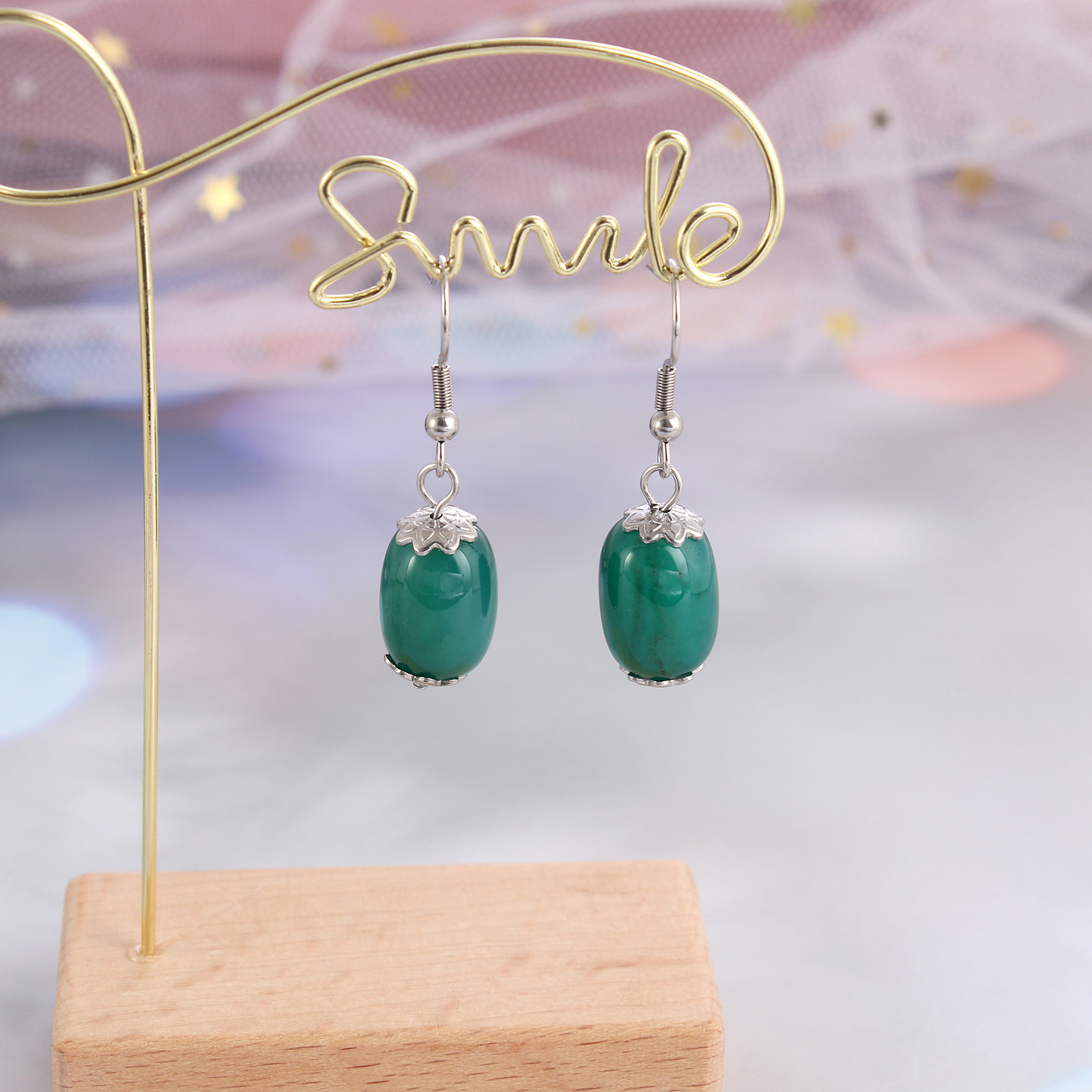 Simple Style Geometric Agate Plating Drop Earrings 1 Pair