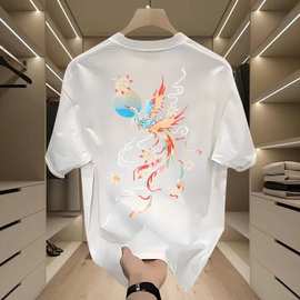竹子刺绣艺术感短袖T恤男薄款设计感宽松休闲中国风百搭情侣体恤