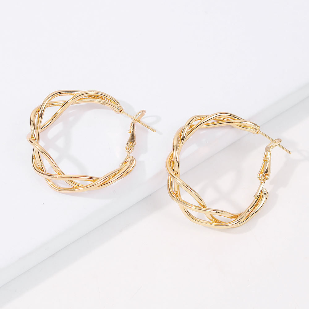 simple trend personality geometric woven twist earringspicture6