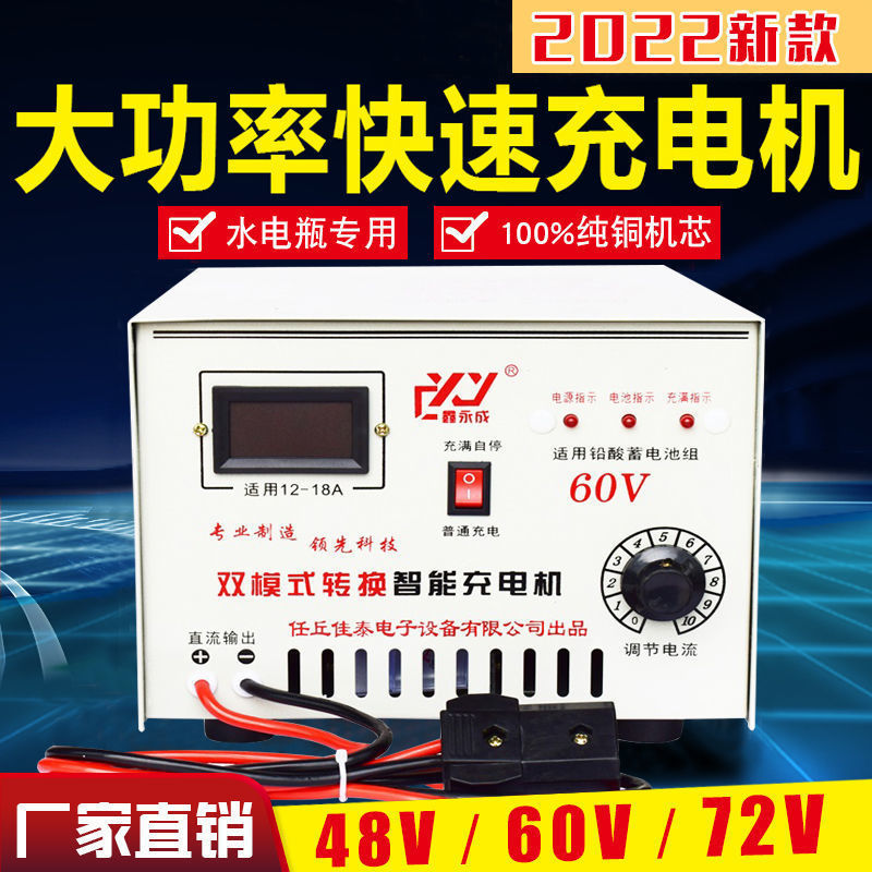 电动三轮车水电瓶充电器48v60v72v伏铅酸蓄电池组纯铜快速充电机