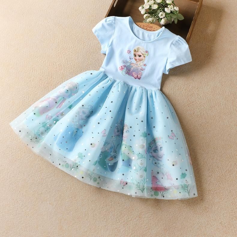 Girls Dress 2024 Summer Ice and Snow Fashionable Children's Clothes Romance Elsa Children's Princess Dress Elsa Baby Dress