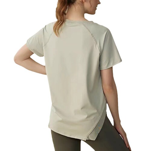 Women's High-End Loose Yoga Suit, Sports Short-Sleeve T-Shirt Running Hoodie, Slim-Fitting Breathable Fitness Top for Summer