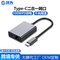 越境供給タイプCギガビット有線ネットワークカードRJ45ネットワークポートコンバーターPD100W急速充電2-in-1拡張