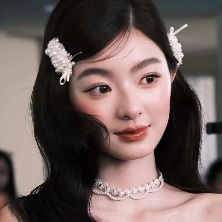 フレンチバレエ风パールリボンリボンヘアクリップ甘美高级感シンプル気品前髪サイドクリップティアラ|undefined