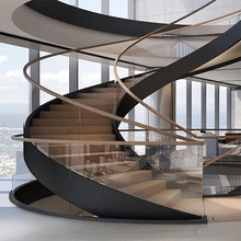 廠家訂制 弧形玻璃樓梯商務樓梯設計 現代簡約別墅玻璃旋轉樓梯