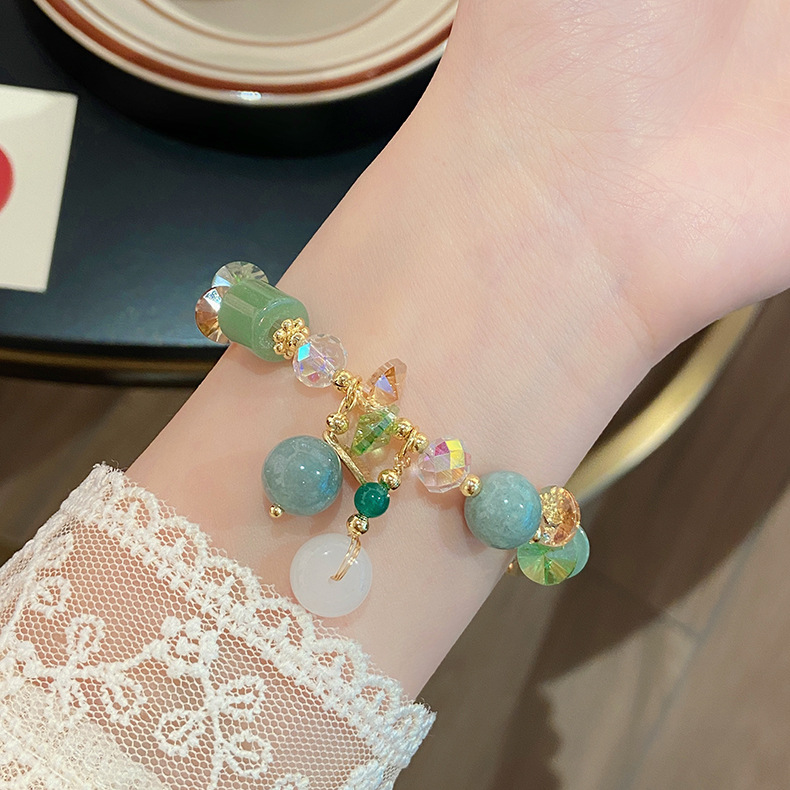 1 Pieza Dulce Bloque De Color Jade Con Cuentas Pulsera display picture 5